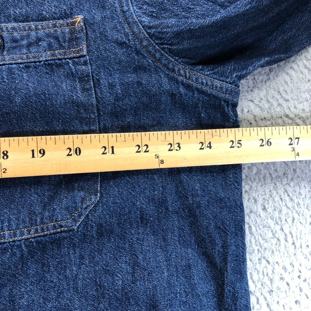 Banana Republic Shirt Men Extra Large Indigo Denim Heritage Workwear Cotton Hemp